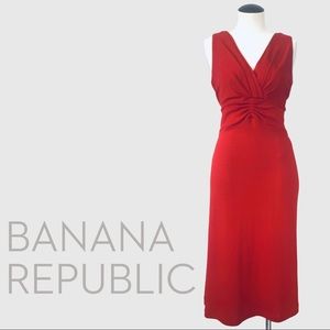 Banana Republic🌹sexy red knit v neck dress Sz 12 NWT